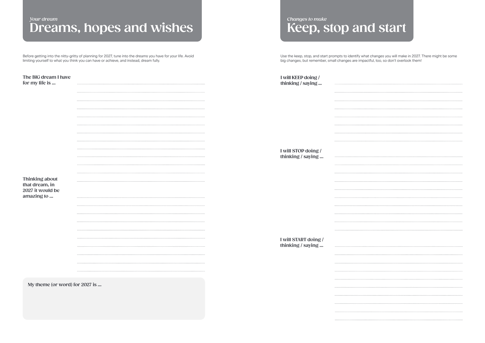 Reset your focus pages from the Live Well Life Planner