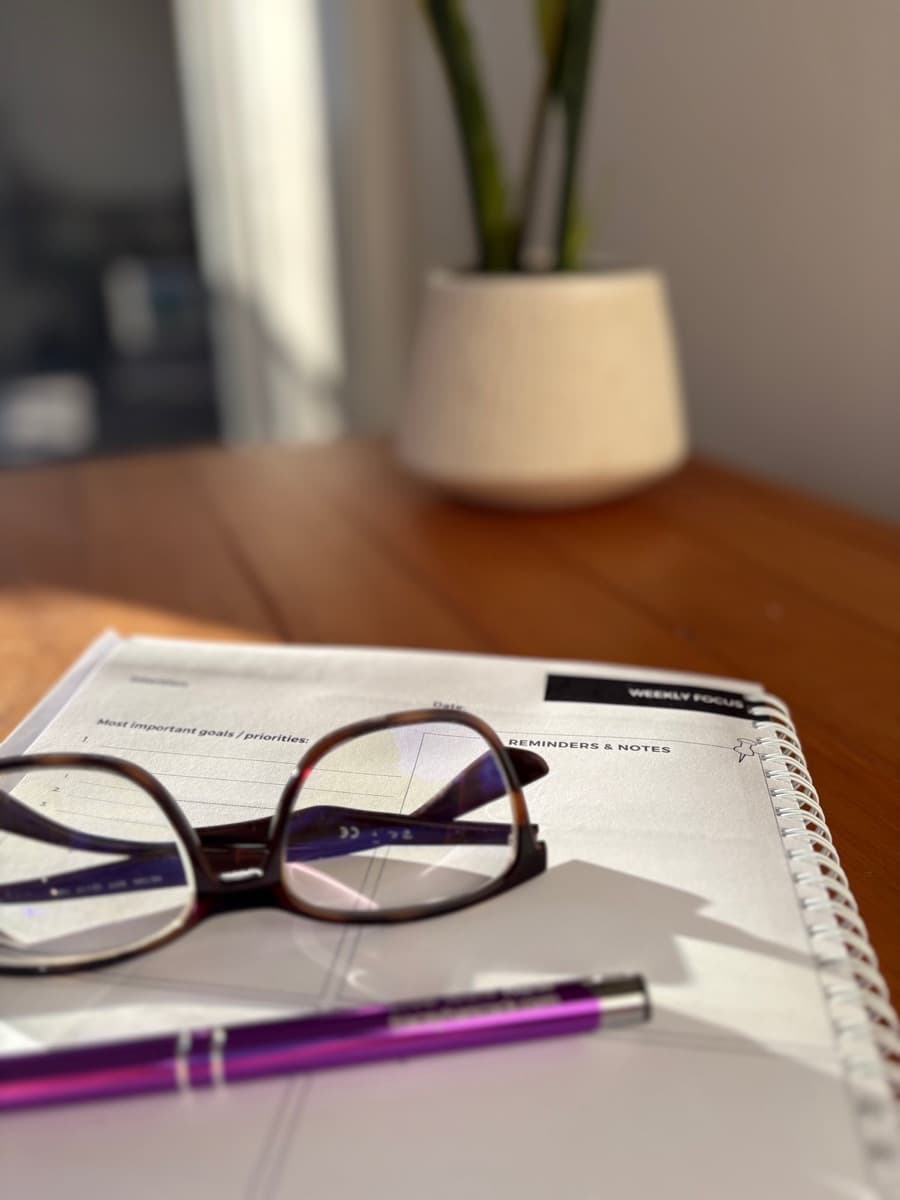 Weekly focus planning pages inside the Live Well Life Planner